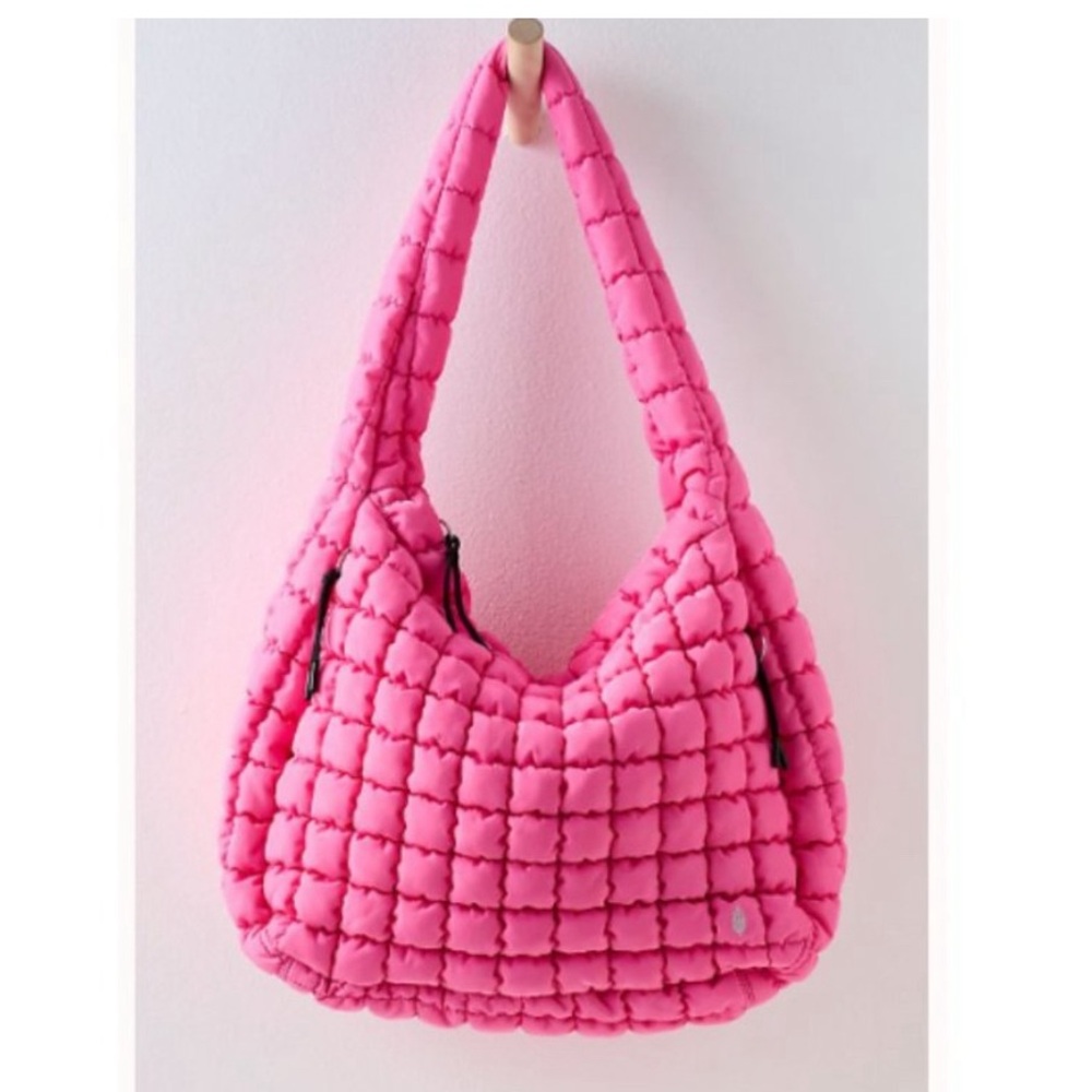 Free People FP Movement Quilted Carryall Bubblegum Pink - Puffer Crossbody Tote